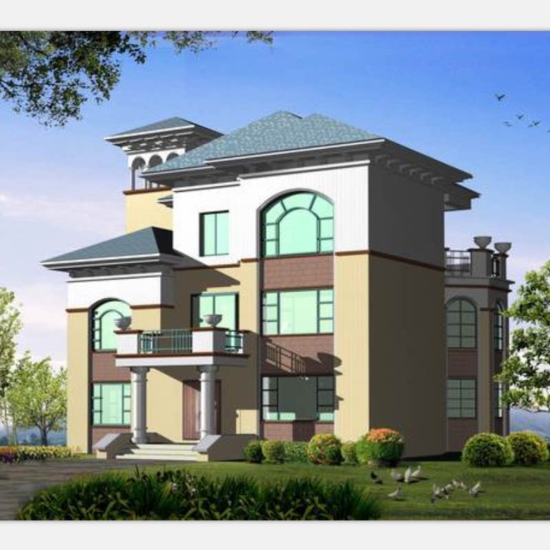 5进深13.4米158平三层别墅设计图纸农村自建房屋现代简欧