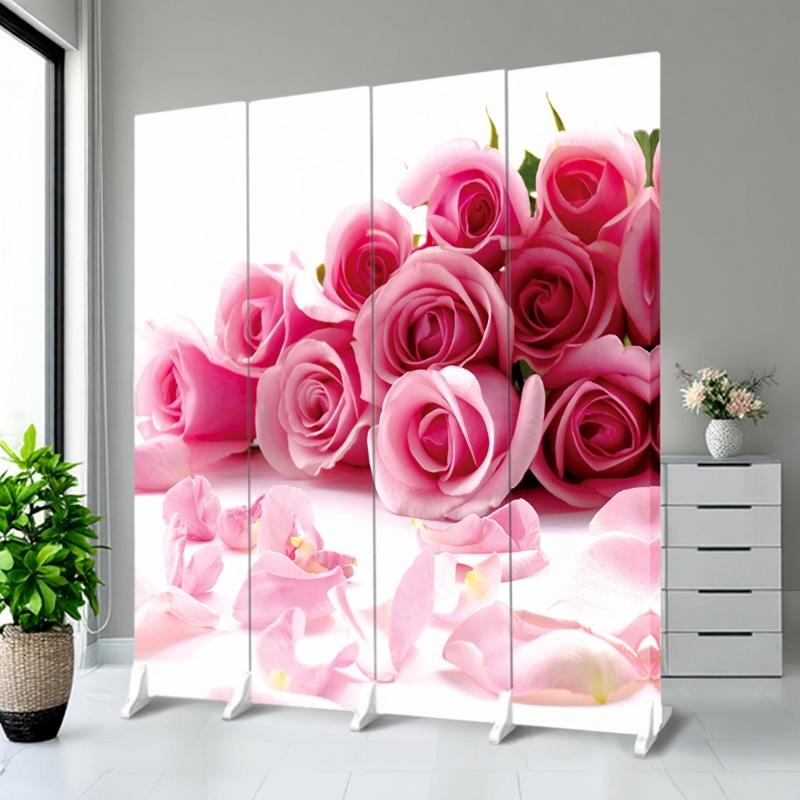 美容院屏风玄关隔断墙简约现代入户卧室养生馆遮挡装饰玫瑰花新品