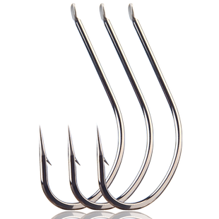 瑞美人34号手研破鳞刀锋尖丸世鱼钩长柄歪嘴有倒刺无刺刀锋锚鱼钩