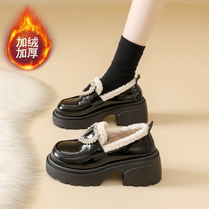 女士复古加绒加厚羊羔绒保暖皮鞋冬季新款轻便防滑毛毛鞋乐福鞋女,运动鞋new,运动休闲鞋,淘宝优惠券,粉丝福利购,淘宝优惠卷