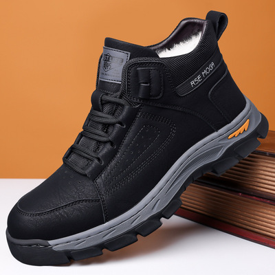 2025冬季新款男士高帮皮鞋男手工上线休闲鞋加绒保暖棉皮鞋男3368