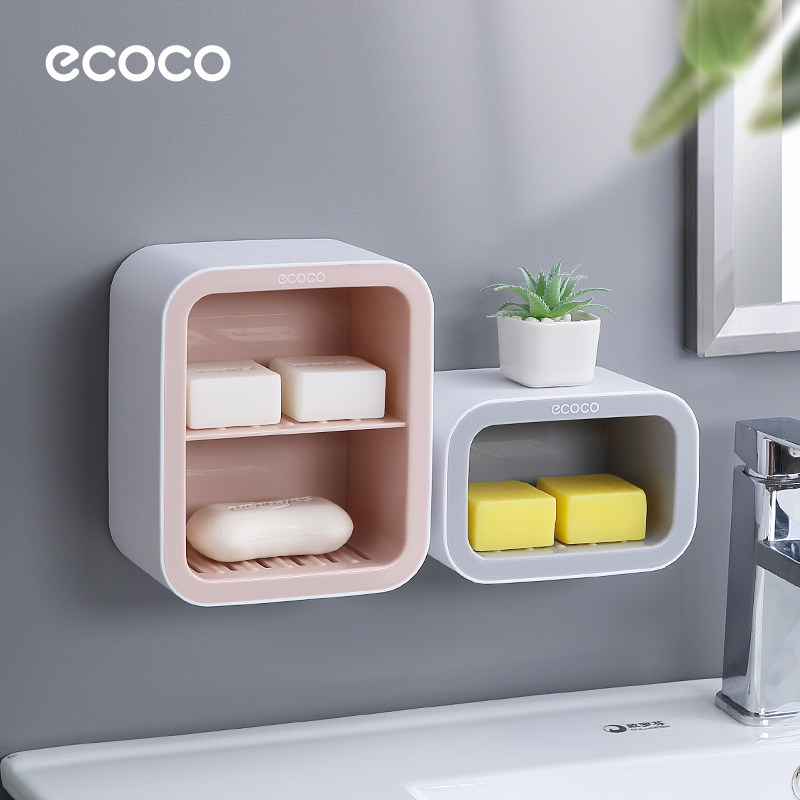 ecoco吸盘免打孔沥水多层皂盒