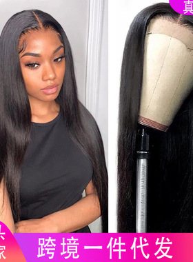 4x4straight lace closure wigs前蕾丝真人假发头套许昌假发直发