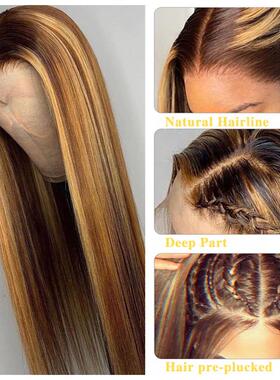 许昌假发 P4/27钢琴色13*4前蕾丝真人假发piano Human hair wigs