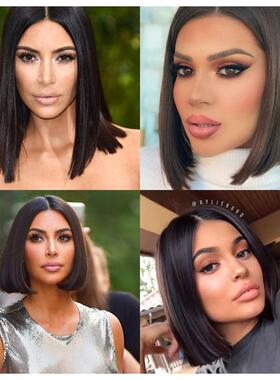 2*6 kim k bone straight short double drawn BOB human hai wig