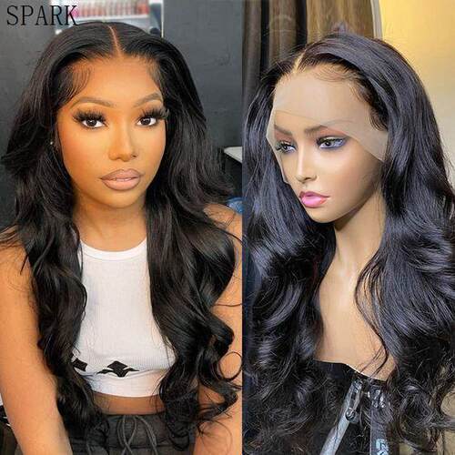 Body wave human hair wig 大波卷frontal closure T lace 现货