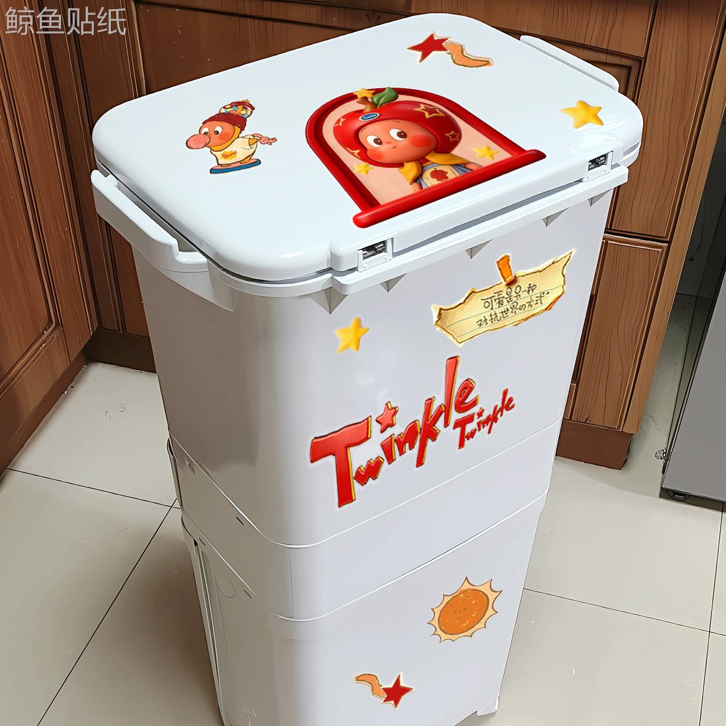 我们都是星星人垃圾桶贴纸防水厨房化妆室客厅垃圾桶diy装饰胶贴