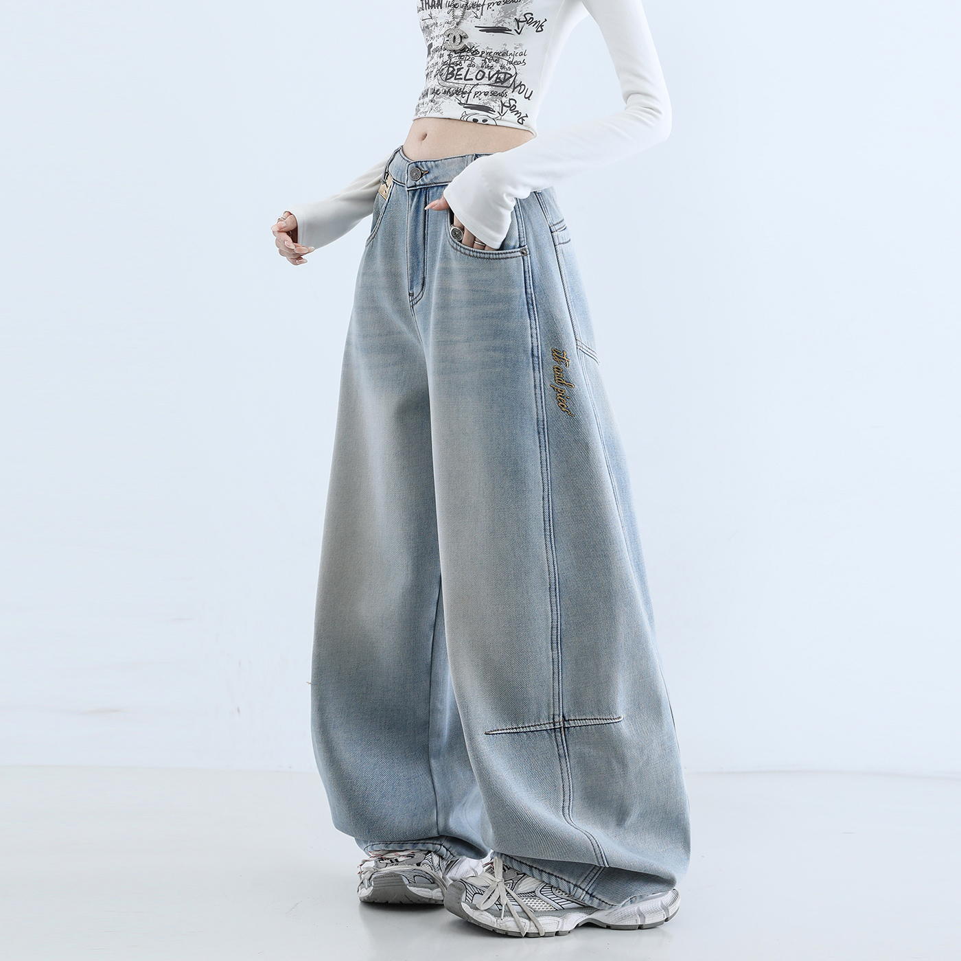 加绒牛仔长款、休闲阔腿弯刀裤