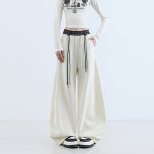 今年流行爆款 休闲卫裤 子女2026新款 春装 运动高腰阔腿弯刀长款