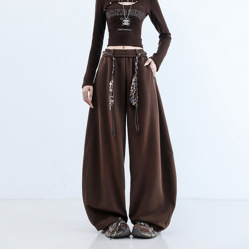 休闲卫裤、水洗阔腿弯刀长裤