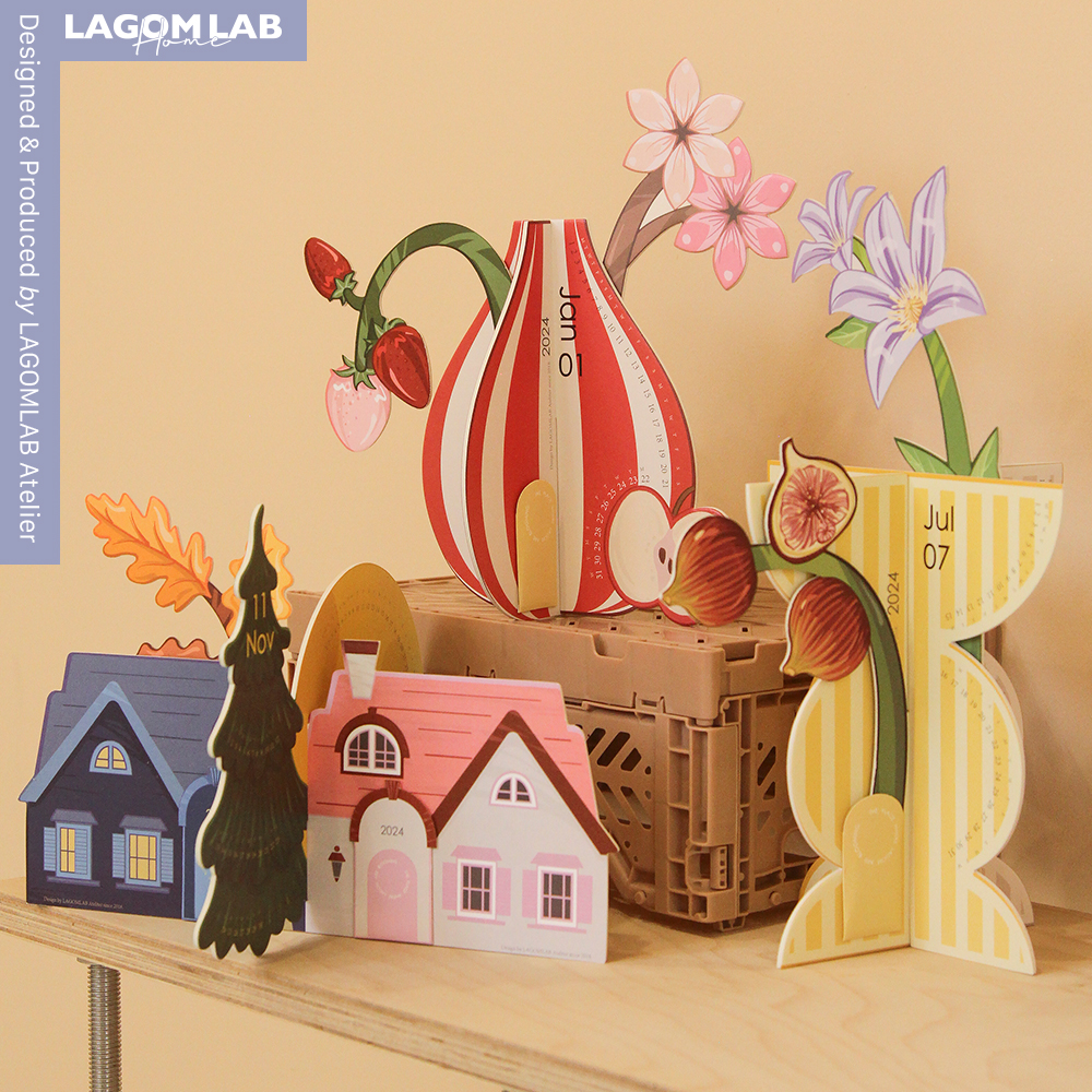 LAGMOMLAB2024年月历桌摆台历植物花花装饰日历桌摆新年礼物月份