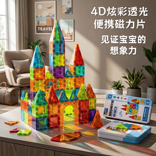 迷你便携磁力片益智拼装3-6岁