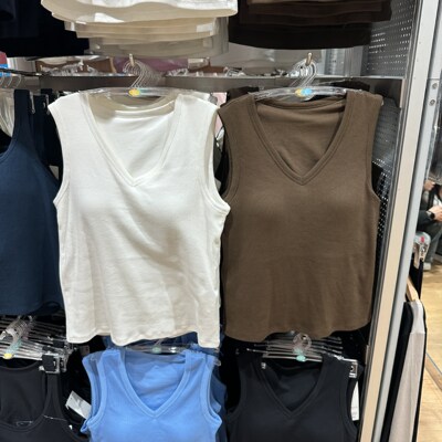 春夏季女装V领bra背心加杯背心带胸垫打底衫内搭BM短款上衣482330