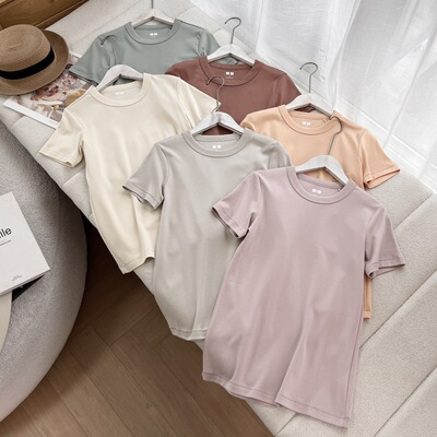 日单款系列！人手三件！纯色简约百搭基础舒适圆领短袖T恤465754