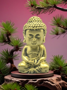 OTHER水泥宝宝佛迷你小佛祖释迦摩尼小摆件佛把件古玩口袋佛仿铜