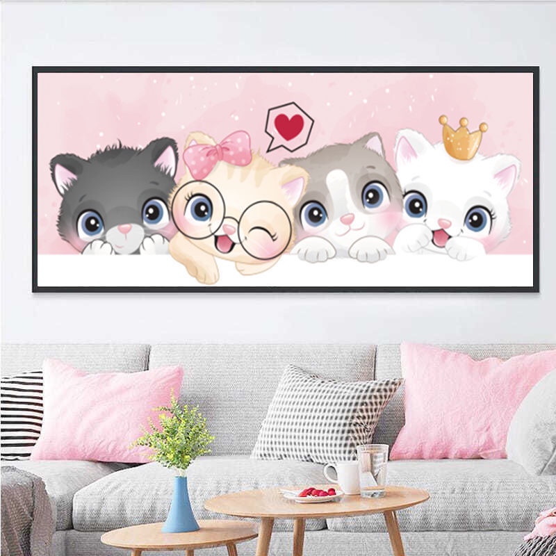 爱心猫咪十字绣2022新款线绣客厅卧室床头儿童卡通可爱简单