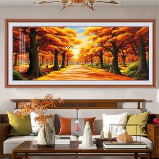 黄金满地金光大道十字绣2024新款线绣中国风客厅大幅满绣风景刺绣