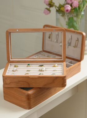 耳环收纳盒高级感木质装耳饰耳钉专用收纳抗氧化防尘展示饰品盒子