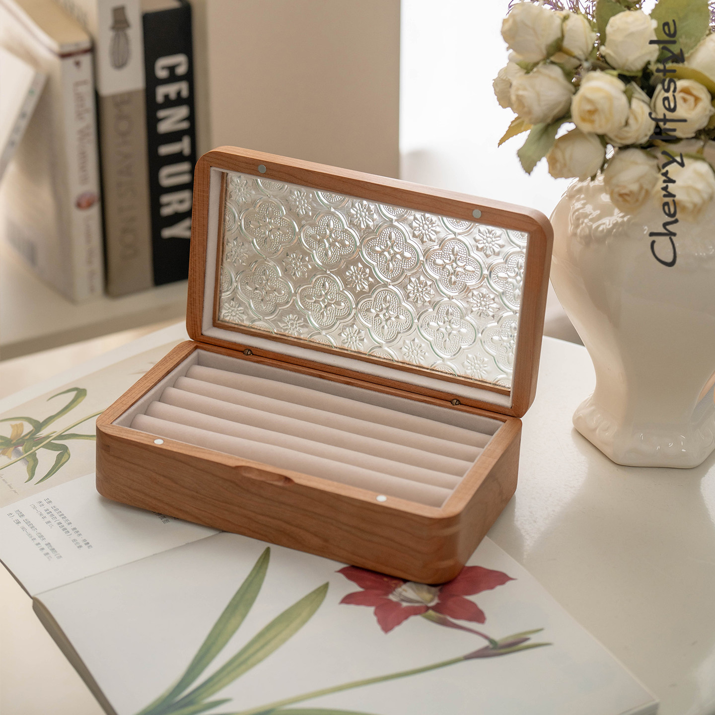 实木耳环耳钉戒指二合一收纳盒