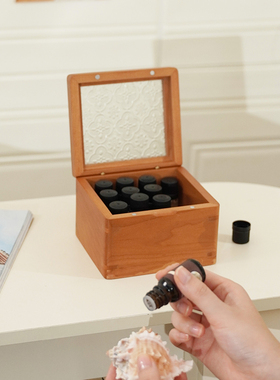 北美樱桃木小样收纳盒实木精油香水口红整理箱适用于15 20 30ml