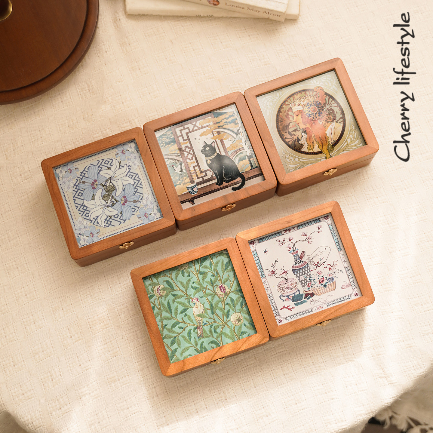 精致小首饰盒实木小方形手饰品盒珠宝收纳盒轻奢高档送礼盒带内衬,收纳整理,首饰盒,淘宝优惠券,粉丝福利购,淘宝优惠卷