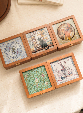 精致小首饰盒实木小方形手饰品盒珠宝收纳盒轻奢高档送礼盒带内衬