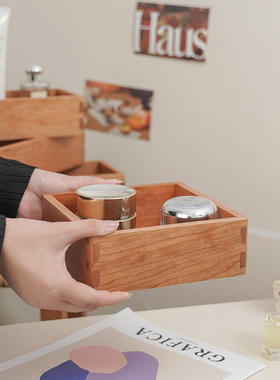 北美樱桃木无盖木盒子玄关钥匙收纳盘超市陈列实木托盘杂物盒简约