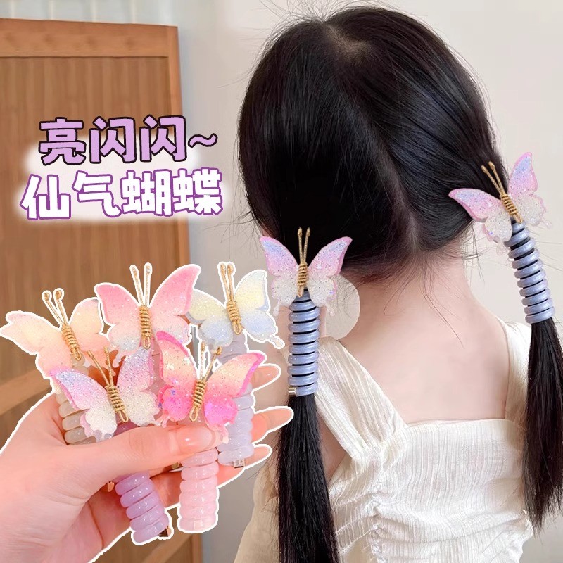 女童蝴蝶电话线发圈高弹力可爱