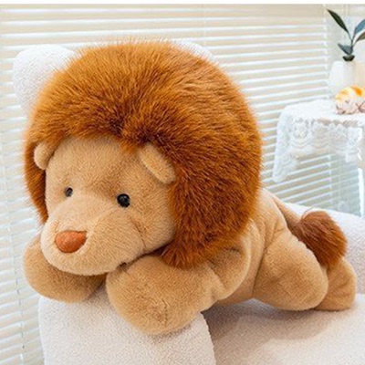 可爱炸毛小狮子仿真公仔毛绒玩具动物园玩偶娃娃超软抱枕生日礼物