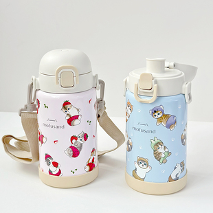 日本进口东亚金属保温杯可爱猫咪户外大容量儿童保冷水杯700ml