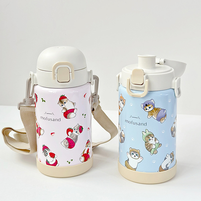 日本进口东亚金属保温杯可爱猫咪户外大容量儿童保冷水杯700ml
