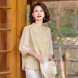 2026新款妈妈夏装新中式国风七分袖小衫洋气中老年女装春夏款上衣