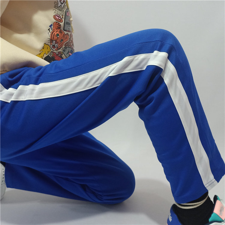 校服直口运动裤一道白杠宝蓝色