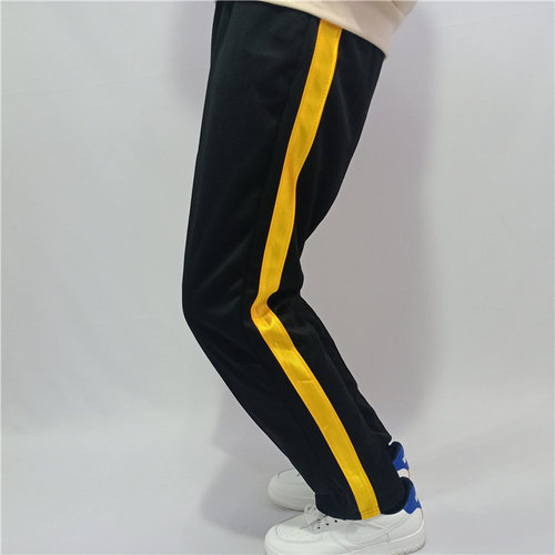 校服裤子男女直口宽松黄条黄杠