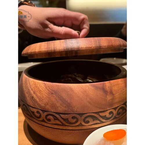 实木创意圆形多层复古高颜值烟熏乳鸽烟熏烤肉餐盘酒店意境菜餐具