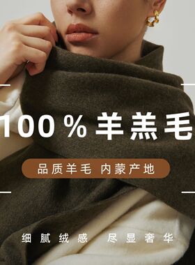 高品质纯色100%羊毛围巾女轻奢高级感男百搭简约韩系流苏披肩批发