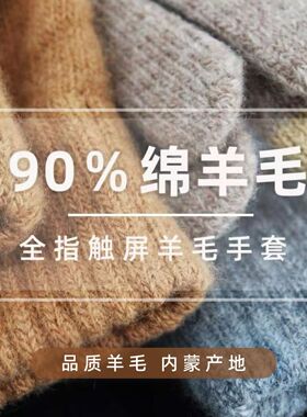 羊毛手套女秋冬保暖可触屏骑行防风女款防寒运动简约针织批发极简