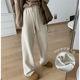 高腰加绒加厚直筒拖地休闲长裤 细米定制秋冬肌理感羊毛窄版 阔腿裤