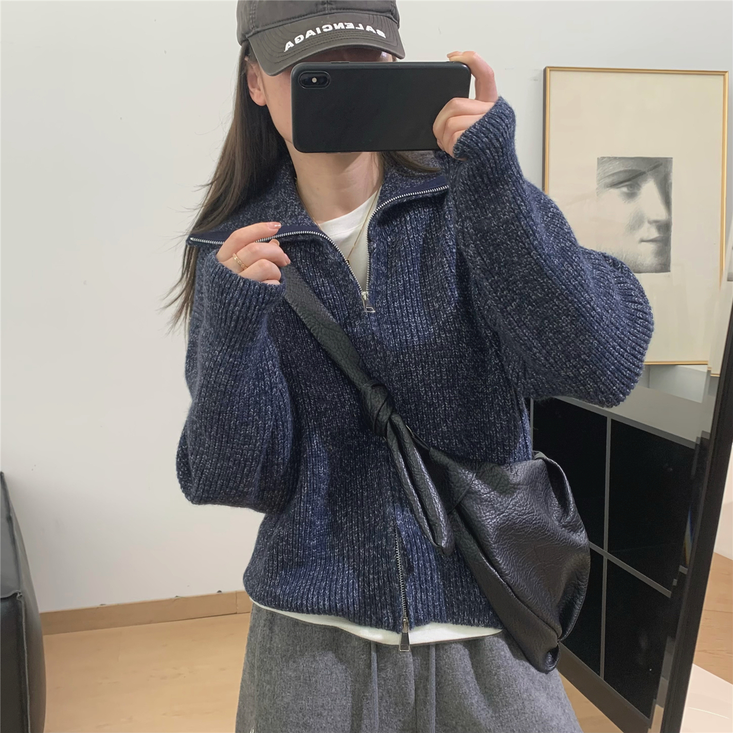 加厚拉链针织开衫毛衣外套