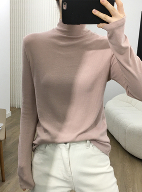 细米定制 牛货bi入恒温自发热高领纯色打底衫弹力显瘦长袖T恤女冬