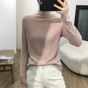 T恤女冬 弹力显瘦长袖 细米定制 牛货bi入恒温自发热高领纯色打底衫