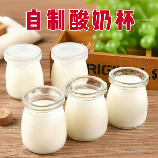 自制酸奶杯带盖家用耐高温网红果冻焦糖布丁玻璃瓶果酱牛奶分装杯