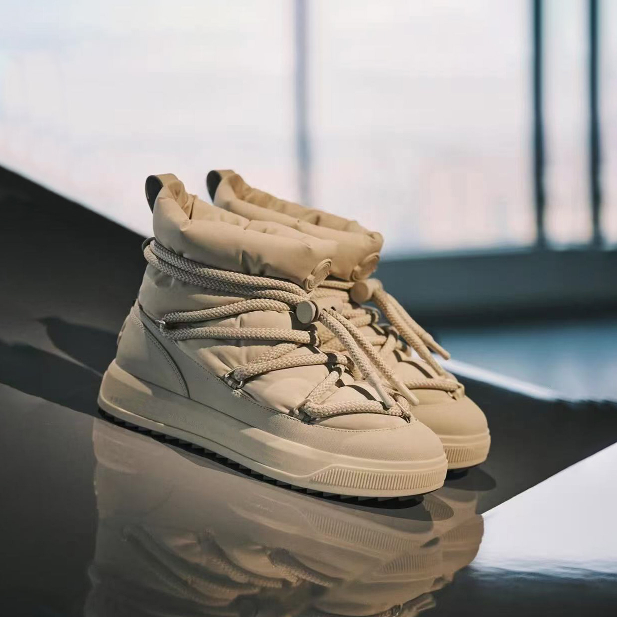 ZG级牛货  2025新款织物防水面料抽绳滑雪靴厚底保暖短筒雪地靴女