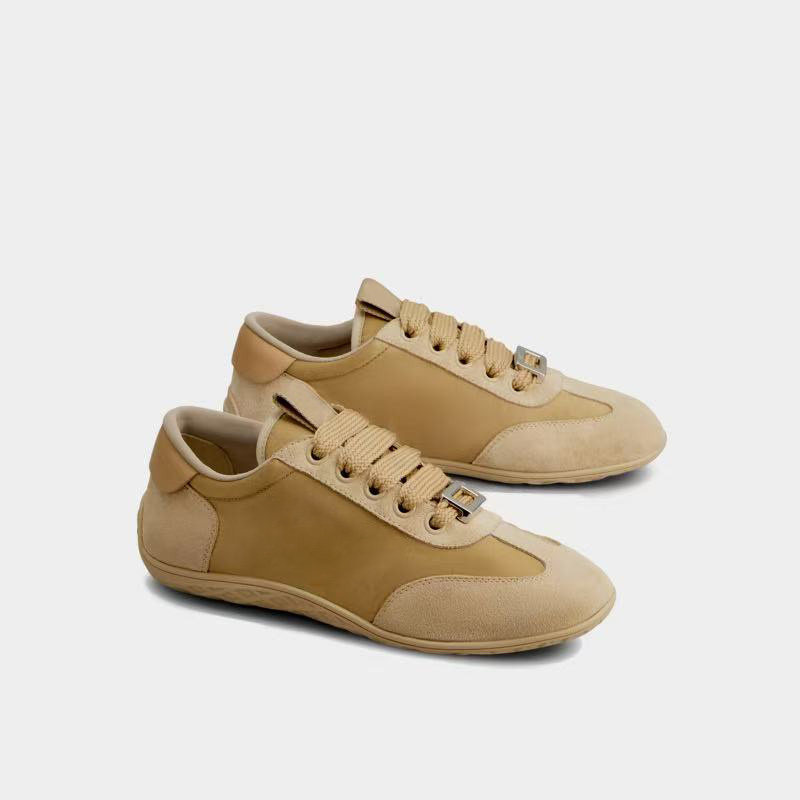 闭眼入牛货  26新款金属扣绒面牛皮革与织物系带平底休闲德训鞋女,女鞋,德训鞋,淘宝优惠券,粉丝福利购,淘宝优惠卷