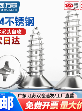 304不锈钢自攻螺丝钉十字沉头螺钉加长平头自攻钉木螺钉M3M4M5M6