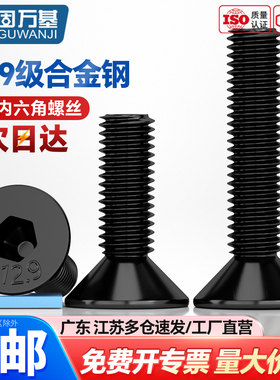 12.9级高强度平头内六角螺丝沉头螺钉黑色平杯螺栓M2M3M4M5M6-M12