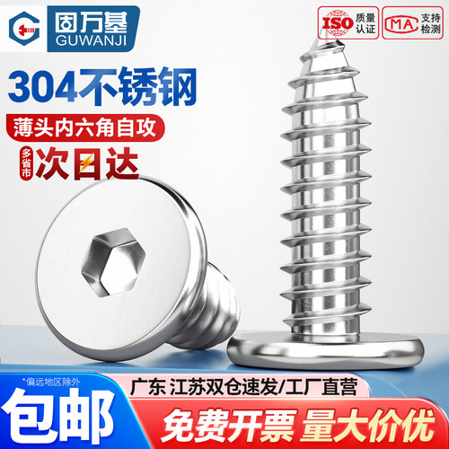 304不锈钢扁平头内六角自攻螺丝