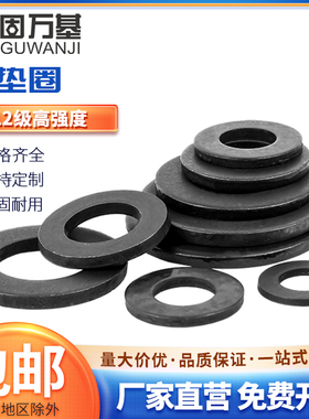 黑色12级平垫片加大加厚平垫圈金属螺丝垫圈M6M8M10M12M14M16M42
