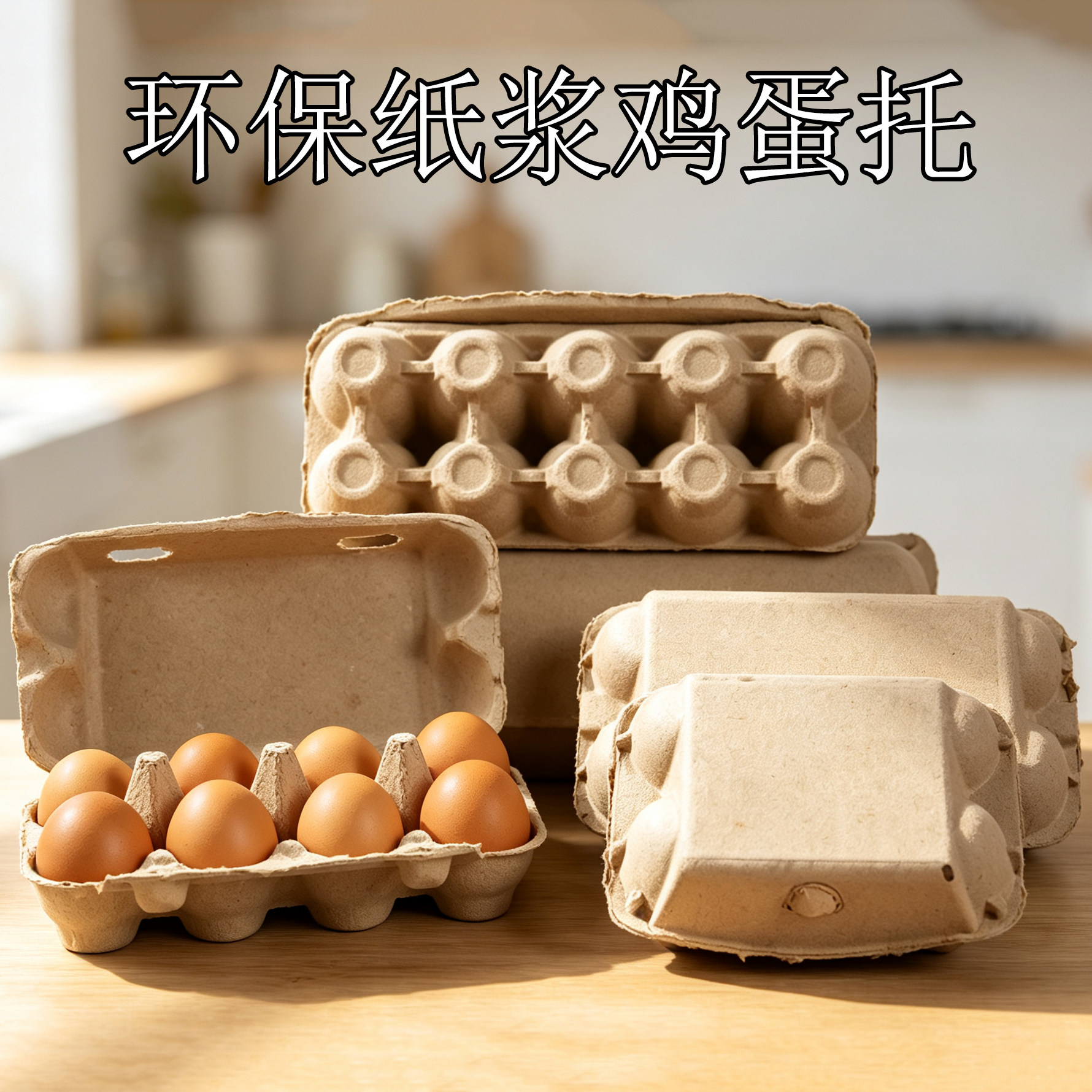 加厚可降解纸浆蛋托鸡蛋包装盒