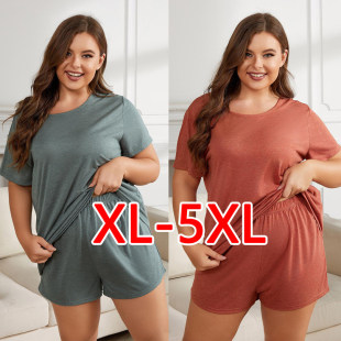women Summer Fat sets piece Two suit Pajamas Lady Size Plus